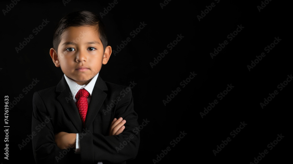 latin boy in suit on black background latin boy in suit on black background