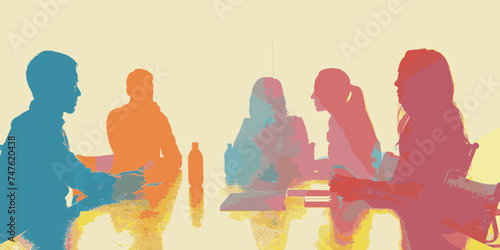 People talking over the table