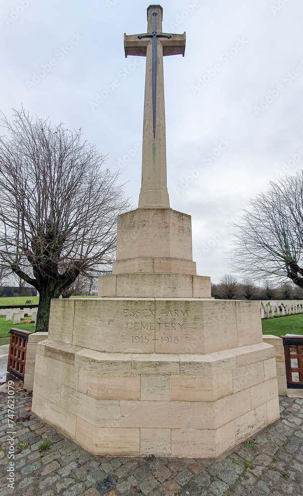 Essex Farm Cemetery is a World War I, Commonwealth War Graves Commission burial ground near Ypres Belgium