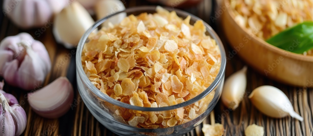 A detailed and focused image of a bowl full of food placed on a table, showcasing the ingredients and presentation. A detailed and focused image of a bowl full of food placed on a table, showcasing the ingredients and presentation.