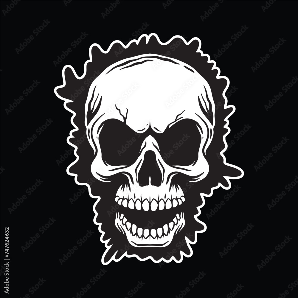 Skull art black and white hand drawn illustrations vector
