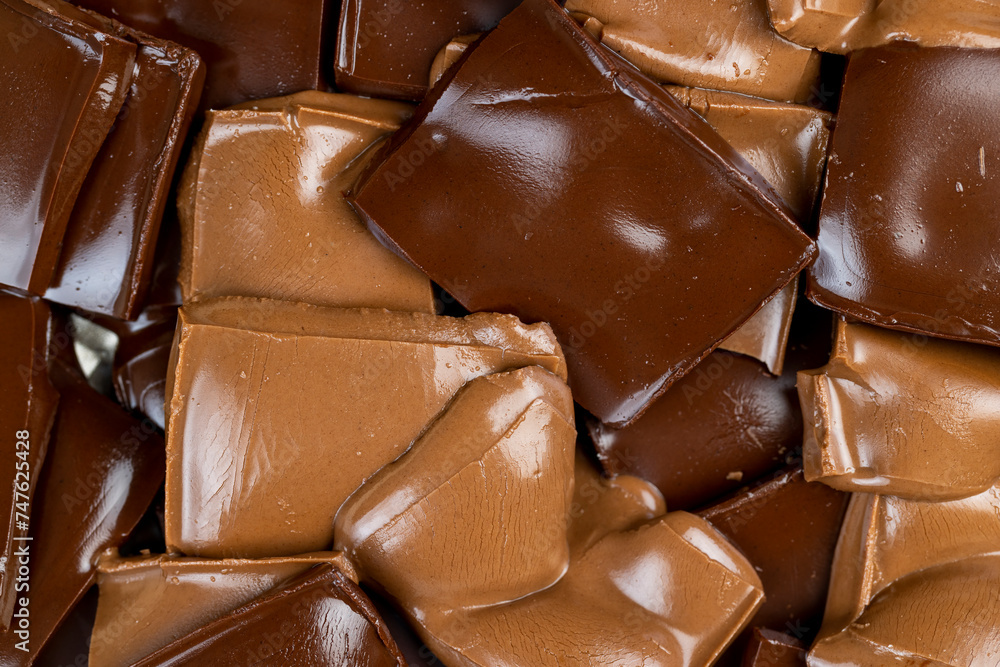 white, bitter and milk chocolate pieces white, bitter and milk chocolate pieces