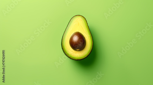 Green ripe avocado top close-up view, textured vegetarian healthy food background © xuan
