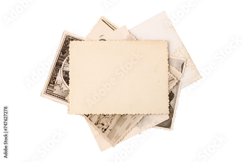 Stacked retro photo cards. Blank photo card