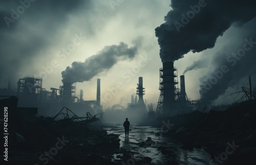 Environmental pollution  hazardous and harmful waste  toxic fumes  soil and air pollution  global problem  crisis