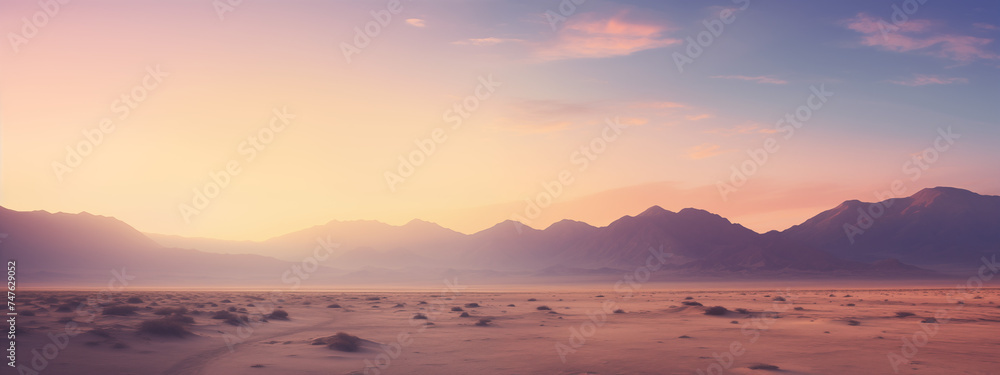 Desert Glow: Majestic Mountains under a Warm Sunset