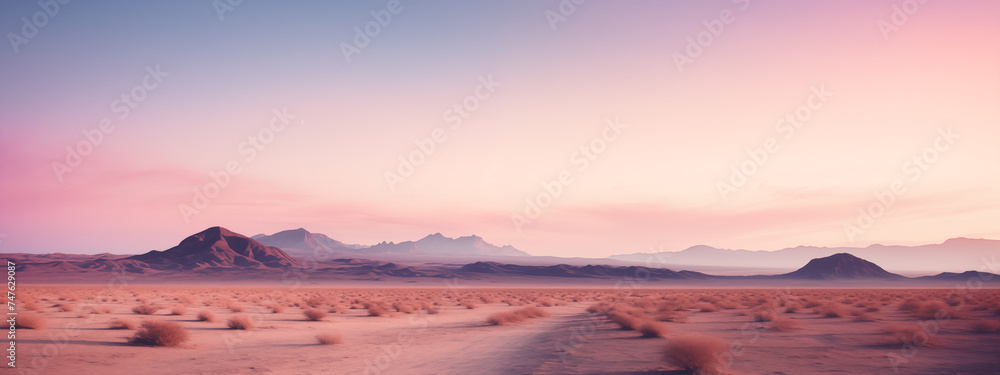 Serenity at Dusk: Desert Landscape with Pastel Skies