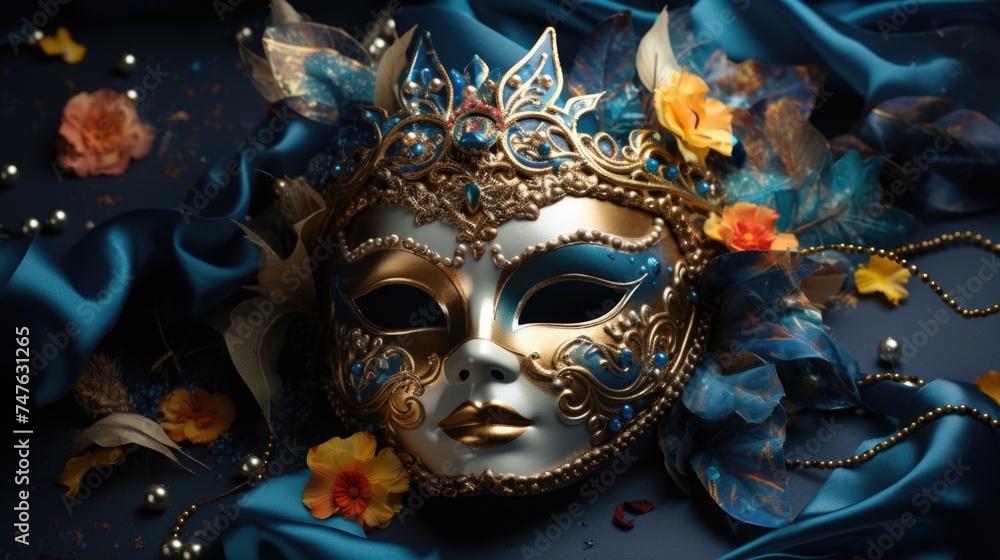 A vibrant carnival unfolds colorful masks adorning people's faces, creating atmosphere of joy, festivity, mystery. mask showcase intricate designs, adding element of elegance to lively celebration.