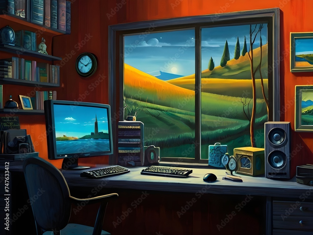 Naklejka premium computer monitor and computer
