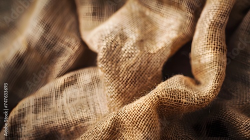 Rustic jute sackcloth fabric raw burlap texture for empty space text background.