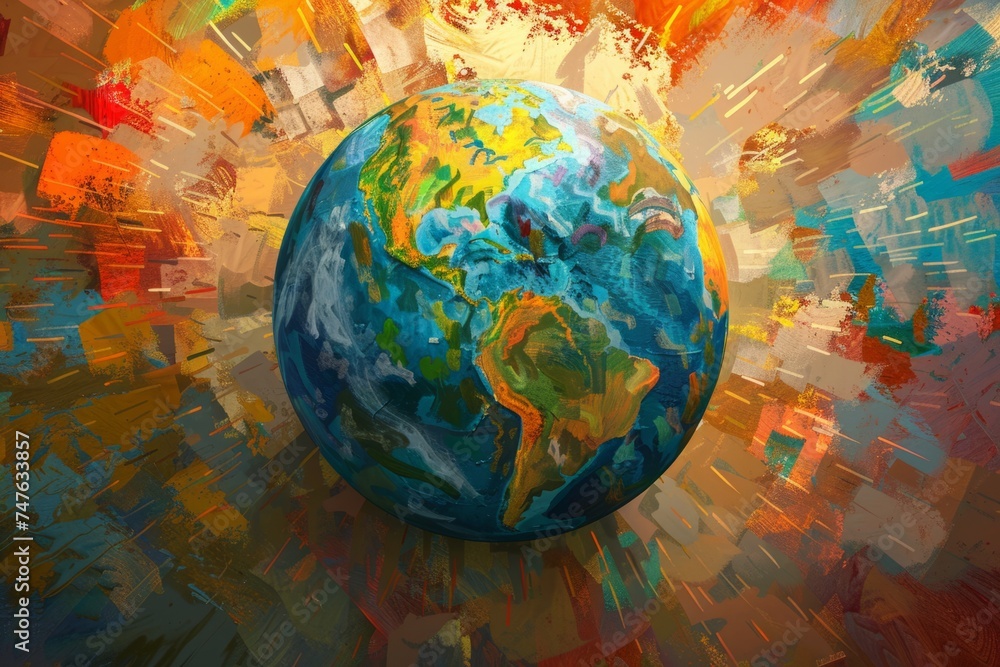earth globe in color with background Generative AI