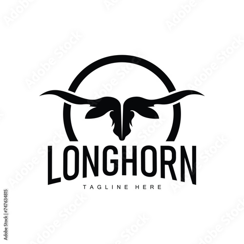 Longhorn logo design vintage old bull texas western country black silhouette