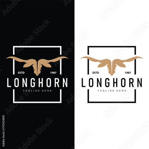 Longhorn logo design vintage old bull texas western country black silhouette