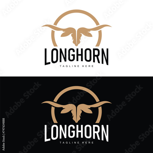 Longhorn logo design vintage old bull texas western country black silhouette