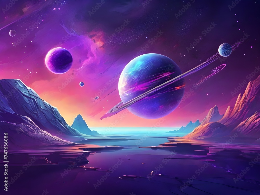 Fototapeta premium planet and moon