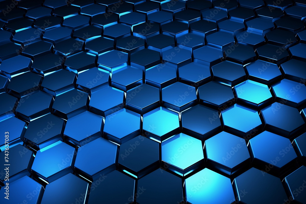 Blue black metallic background with hexagons Blue black metallic background with hexagons
