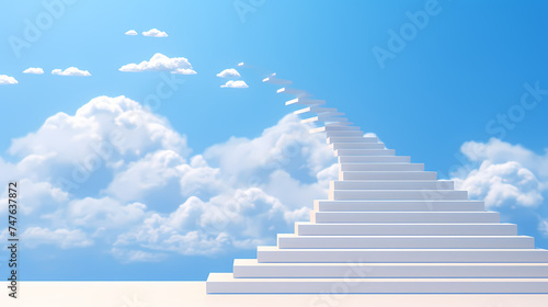 The height of success, ladder reaching to the sky symbolizes achievement © xuan