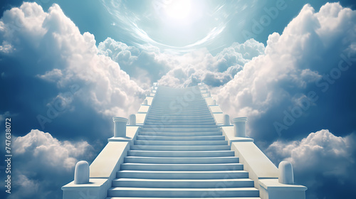 The height of success  ladder reaching to the sky symbolizes achievement