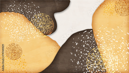Fotografi chocolate brown and mustard yellow retro pop abstract art, 16:9 widescreen earth