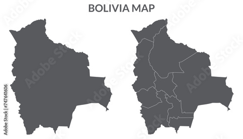 Bolivia map. Map of Bolivia in grey set