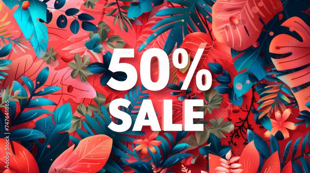 Simple Vector Style Graphic "50% Sale" - obrazy, fototapety, plakaty 