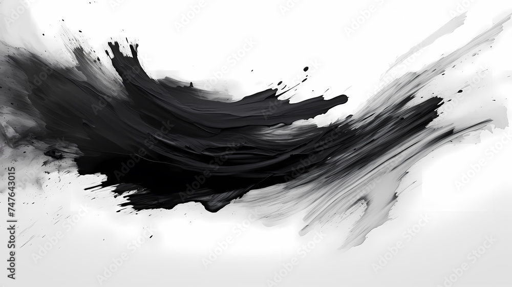 Black paint splashed on white surface, suitable for art, design and creative projects Black paint splashed on white surface, suitable for art, design and creative projects