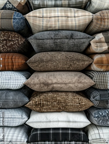 Seamless Background with Stacks of Pillows in Various Textures