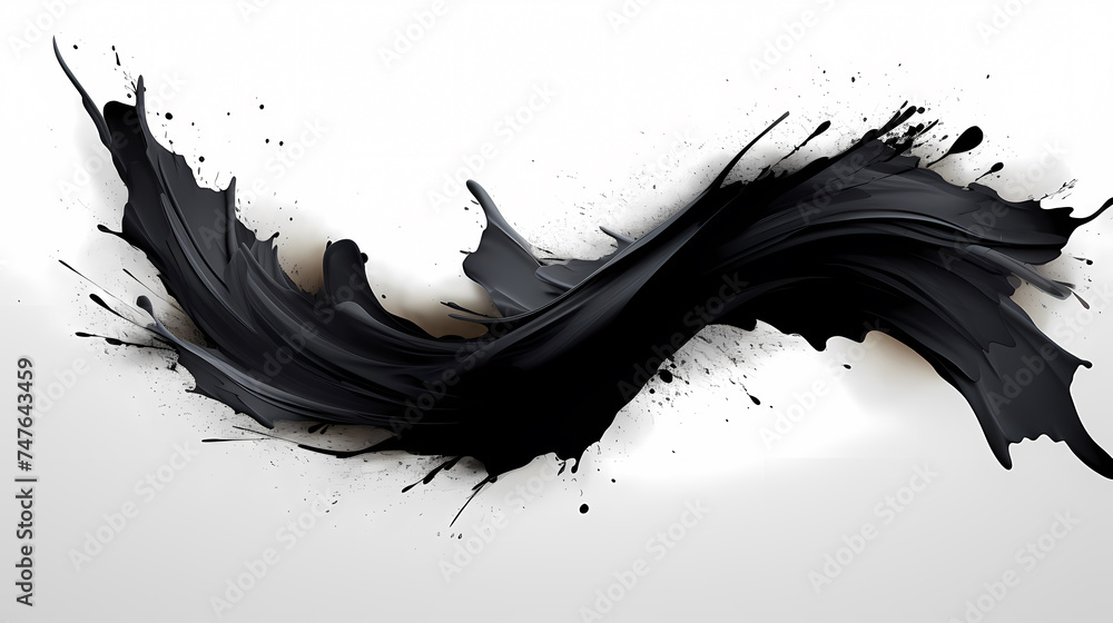 Black paint splashed on white surface, suitable for art, design and creative projects Black paint splashed on white surface, suitable for art, design and creative projects