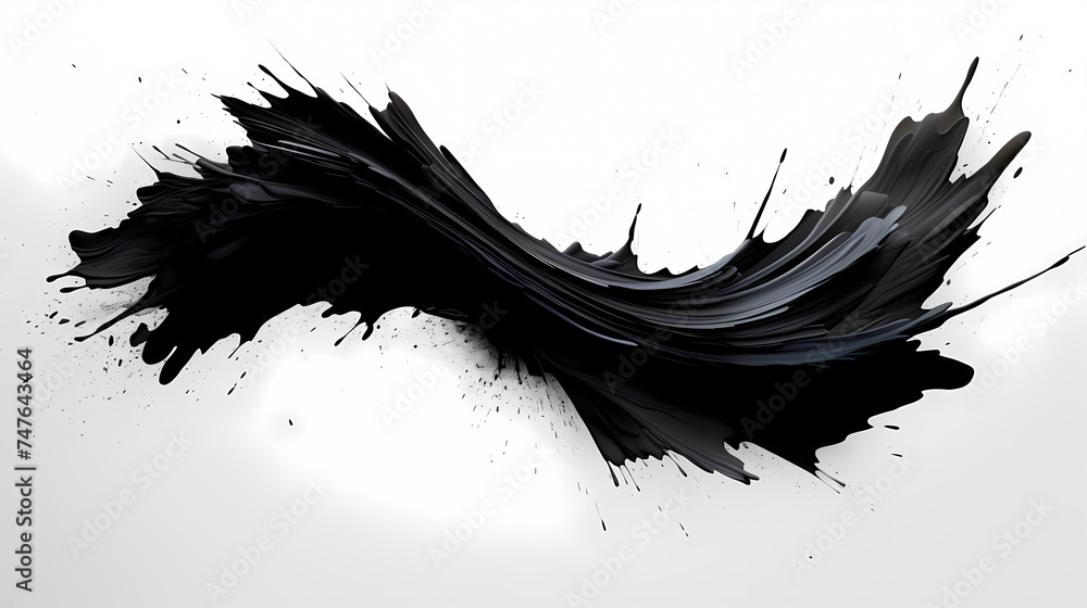 Black paint splashed on white surface, suitable for art, design and creative projects Black paint splashed on white surface, suitable for art, design and creative projects