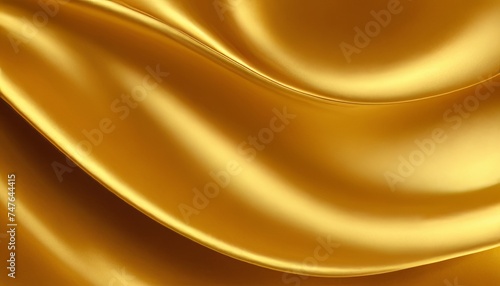 golden color fabric, horizontal abstract golden background with beautiful folds and curves.