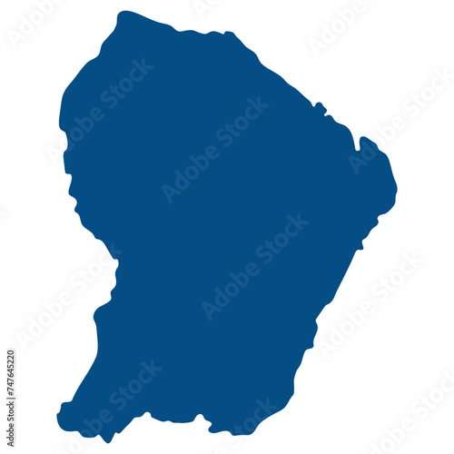 French Guiana map. Map of French Guiana in blue color