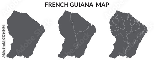 Фотография French Guiana map. Map of French Guiana in grey set