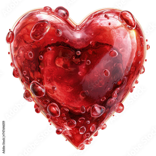Na obiekcie w kształcie czerwonego serca widoczne są bańki, które dodają mu efektownego wyglądu