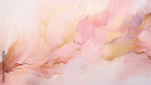 Tło abstrakcyjne olej na płótnie malowany farbami różowym i złotym odcieniem. Tekstura plamy.	