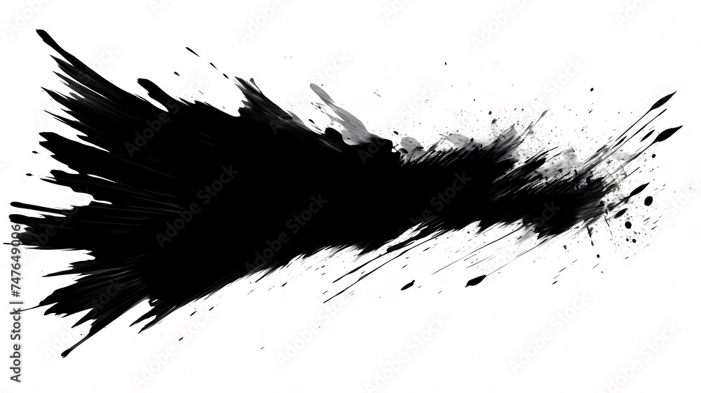 Black paint splash on white paper for painting, isolated on white background Black paint splash on white paper for painting, isolated on white background