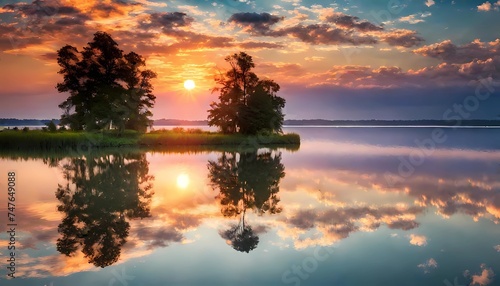 sunset over the lake © Azeem
