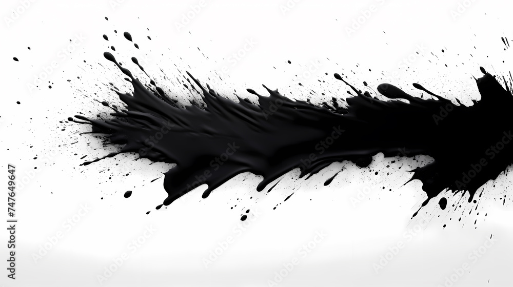 Black paint splash on white paper for painting, isolated on white background Black paint splash on white paper for painting, isolated on white background