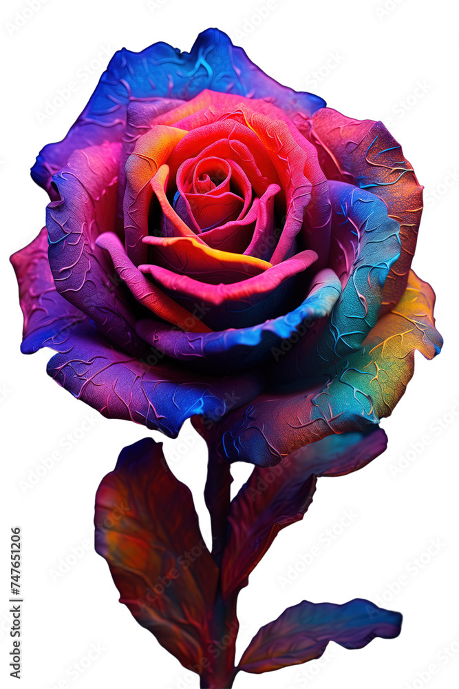 Romantyczna kolorowa róża miłości. Róża ma intensywne kolory fioletu i wygląda zdrowo i pięknie - obrazy, fototapety, plakaty 