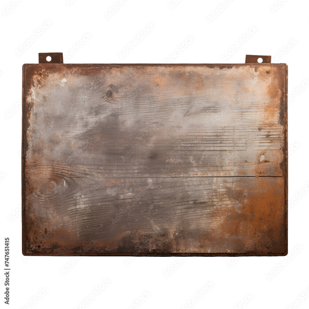 Fototapeta premium Empty Rustic Sign: Metallic Elegance, Isolated on Transparent Background, PNG