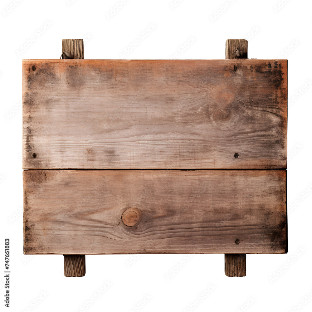 Wooden Rustic Empty Sign, Isolated on Transparent Background, PNG