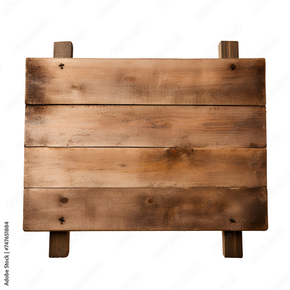 Empty Rustic Wooden Sign, Isolated on Transparent Background, PNG