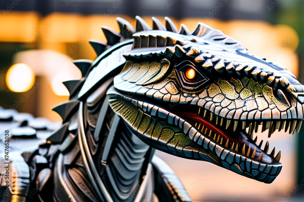 3d rendered illustration of a dinosaurs robot. Generative AI 3d rendered illustration of a dinosaurs robot. Generative AI