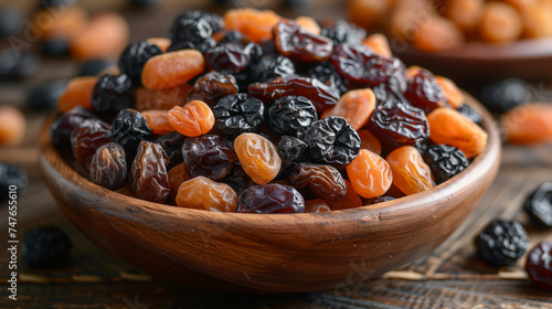 black and golden raisins in a bowl