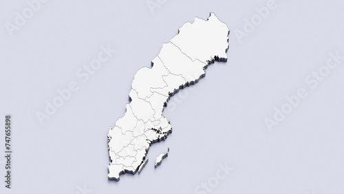 Sweden, country, state division, region, 3D map