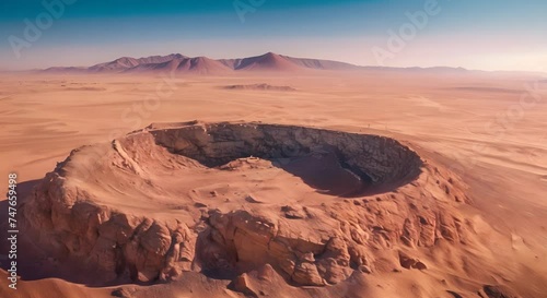 Alien technology excavation site on a desert photo