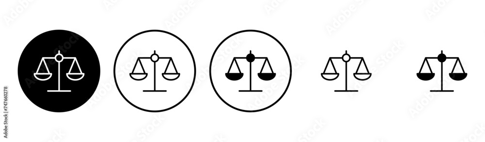 Scales icon set . Law scale icon. Justice sign Scales icon set . Law scale icon. Justice sign