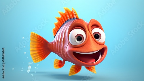 A cute cartoon debari fish character Ai Generative