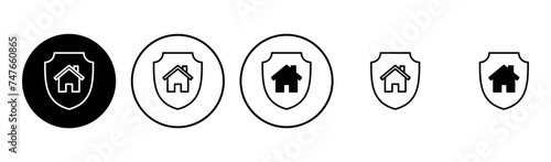 Home insurance icon set. home protection icon