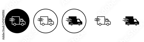 Fast shipping delivery truck icon set. Delivery truck icon. fast delivery icon