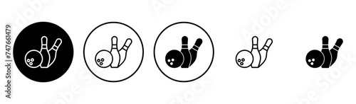 Bowling icon set. bowling ball and pin icon. bowling pins